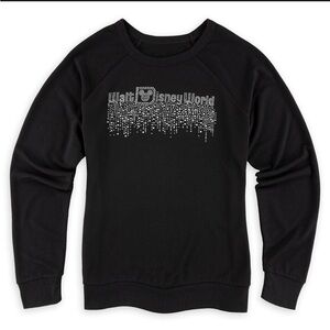 Disney Parks BLING Walt Disney World Rhinestone Crewneck Top Women’s Small Black
